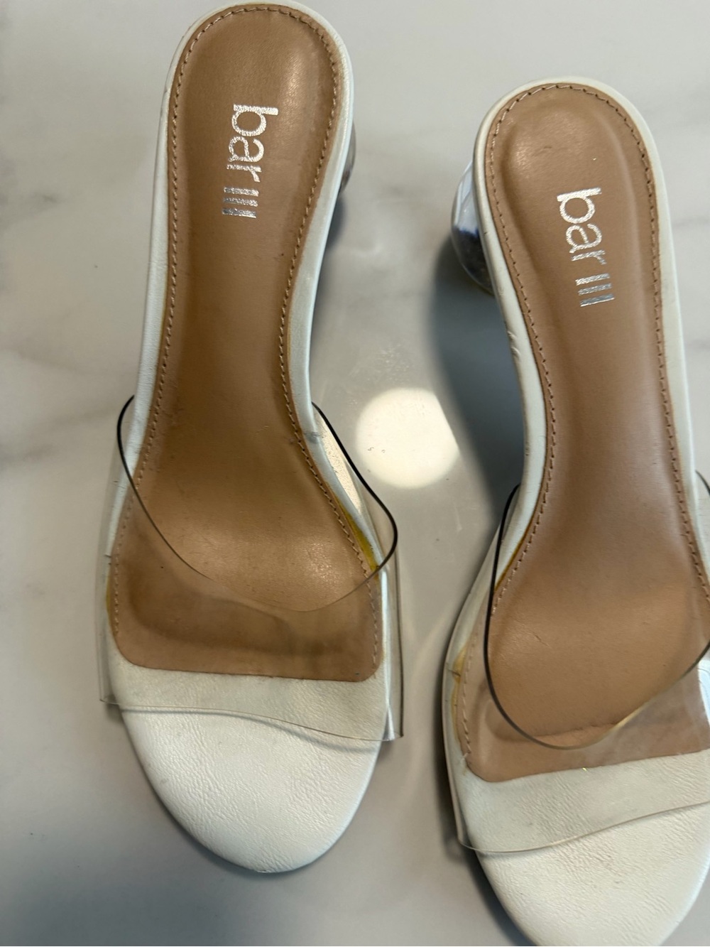 Bar III Clear PVC Bubble Heel Mules White Open Toe Slide Sandals Women’s 6.5 - Picture 7 of 11